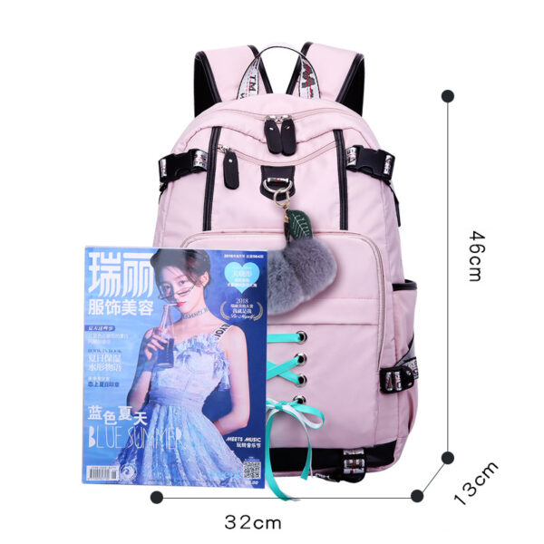 Women Backpack External USB Charge Computer Backpacks - Image 2