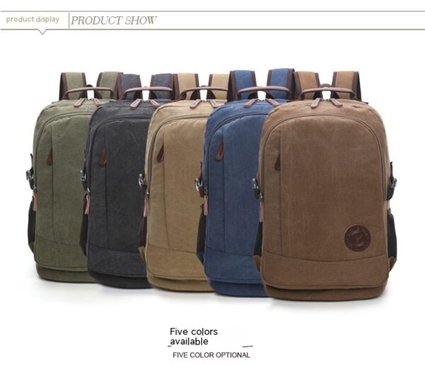 Wear-resistant Washed Canvas Men's And Women's Backpacks Street Casual Fashion Large Capacity Multifunctional - Image 7