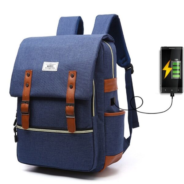 Vintage men women canvas backpacks school bags for teenage girls laptop backpack with USB charging fashion travel - Image 7