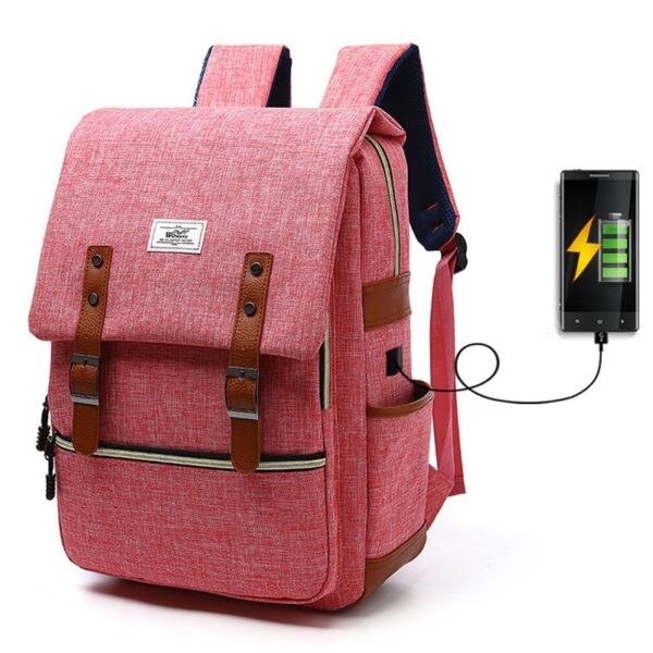 Vintage men women canvas backpacks school bags for teenage girls laptop backpack with USB charging fashion travel - Image 8