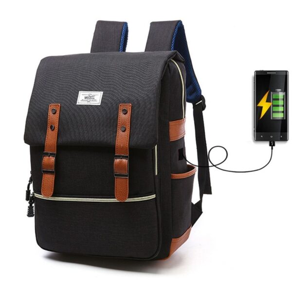 Vintage men women canvas backpacks school bags for teenage girls laptop backpack with USB charging fashion travel - Image 9